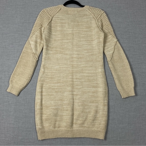 Pink Rose Long Sweater Womens Sz Medium 100% Acrylic Cream Color Long Sleeve - Picture 2 of 7